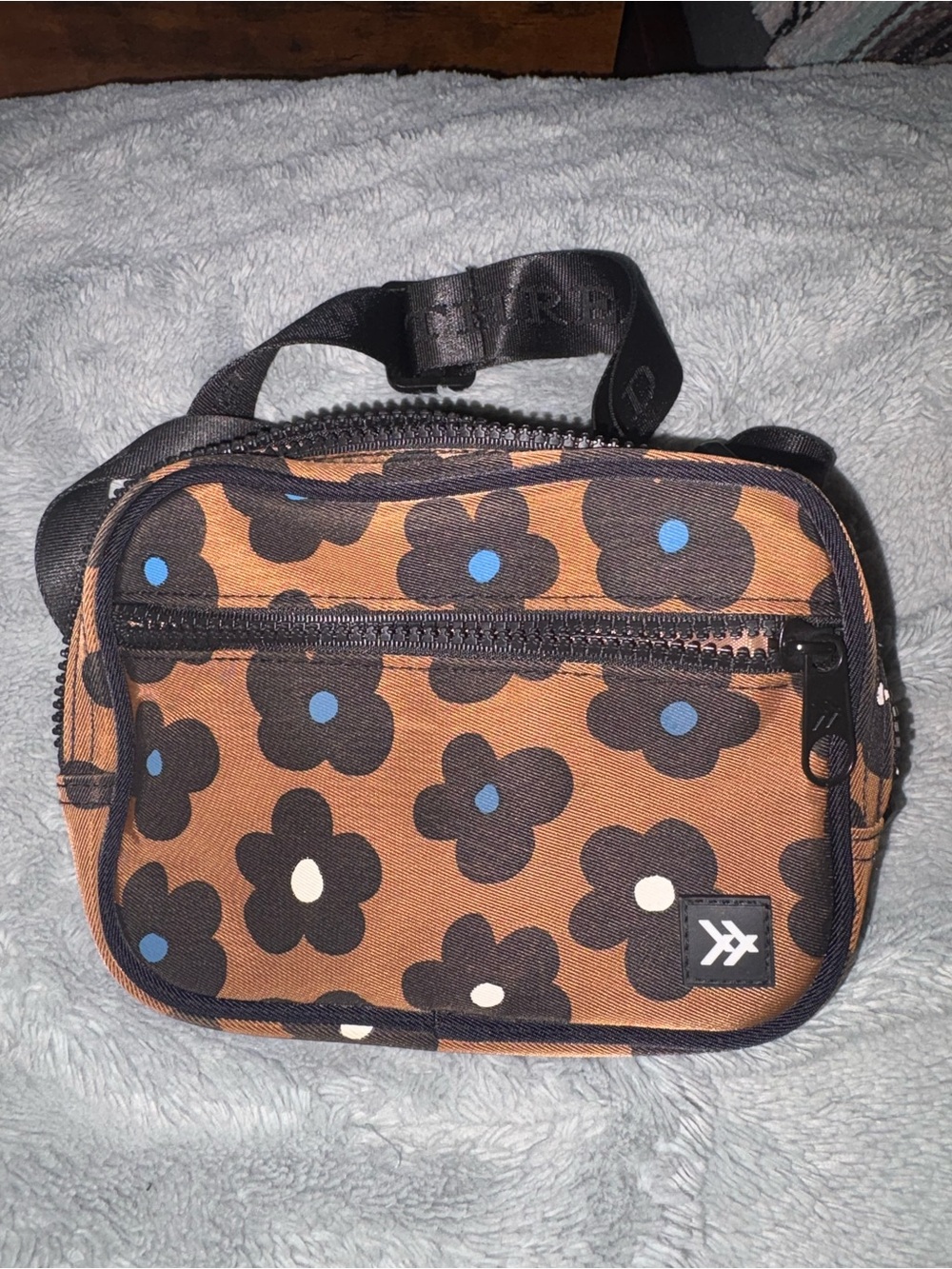 Floral Print Brown Belt Bag with Adjustable Strap